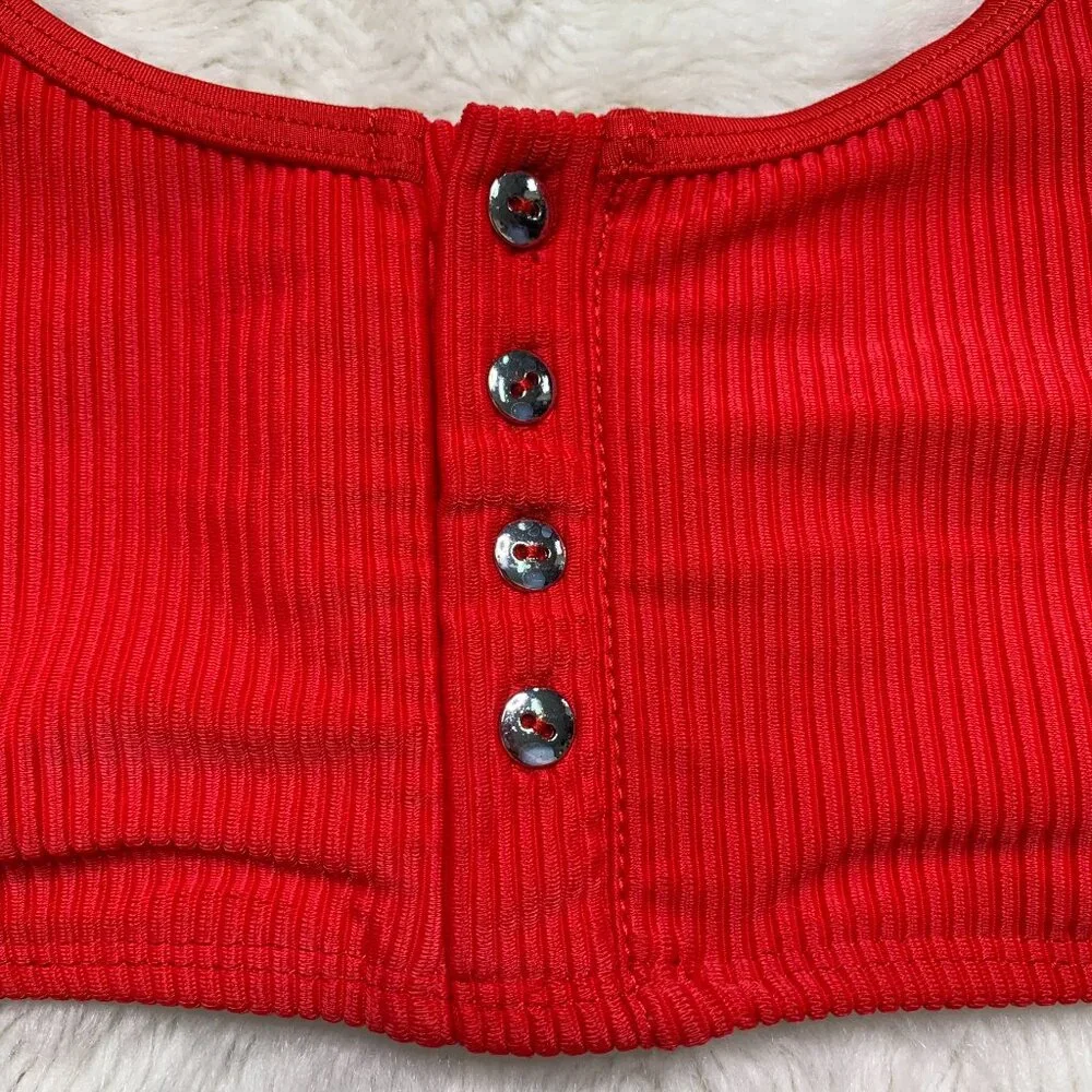 Frankie's Bikinis Red Bikini Top Size Medium
